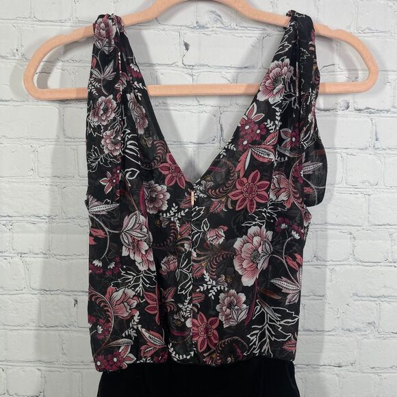 Misa Bodysuit Women XS Sleeveless Sheer Floral Cottage Whimsical Prairie Top - Picture 7 of 16